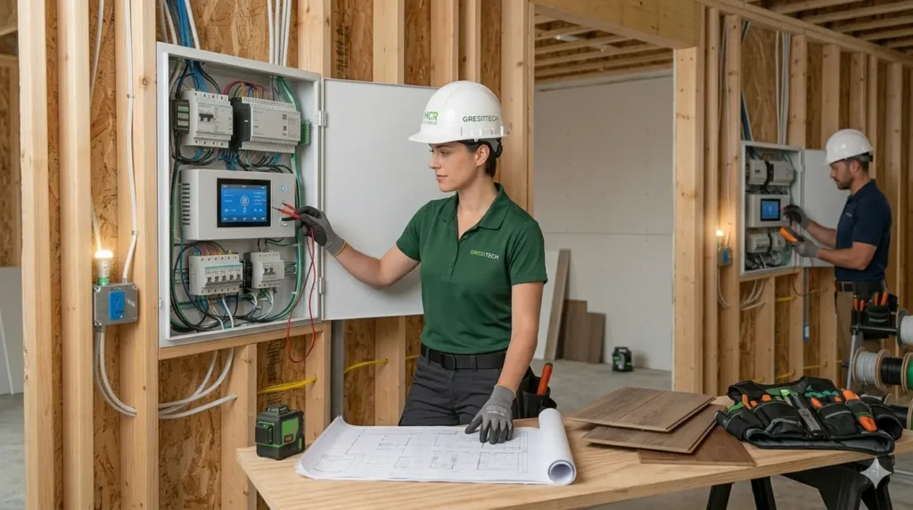 working on electrical panel
