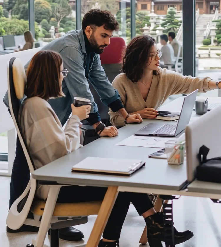 Digital marketing team working together